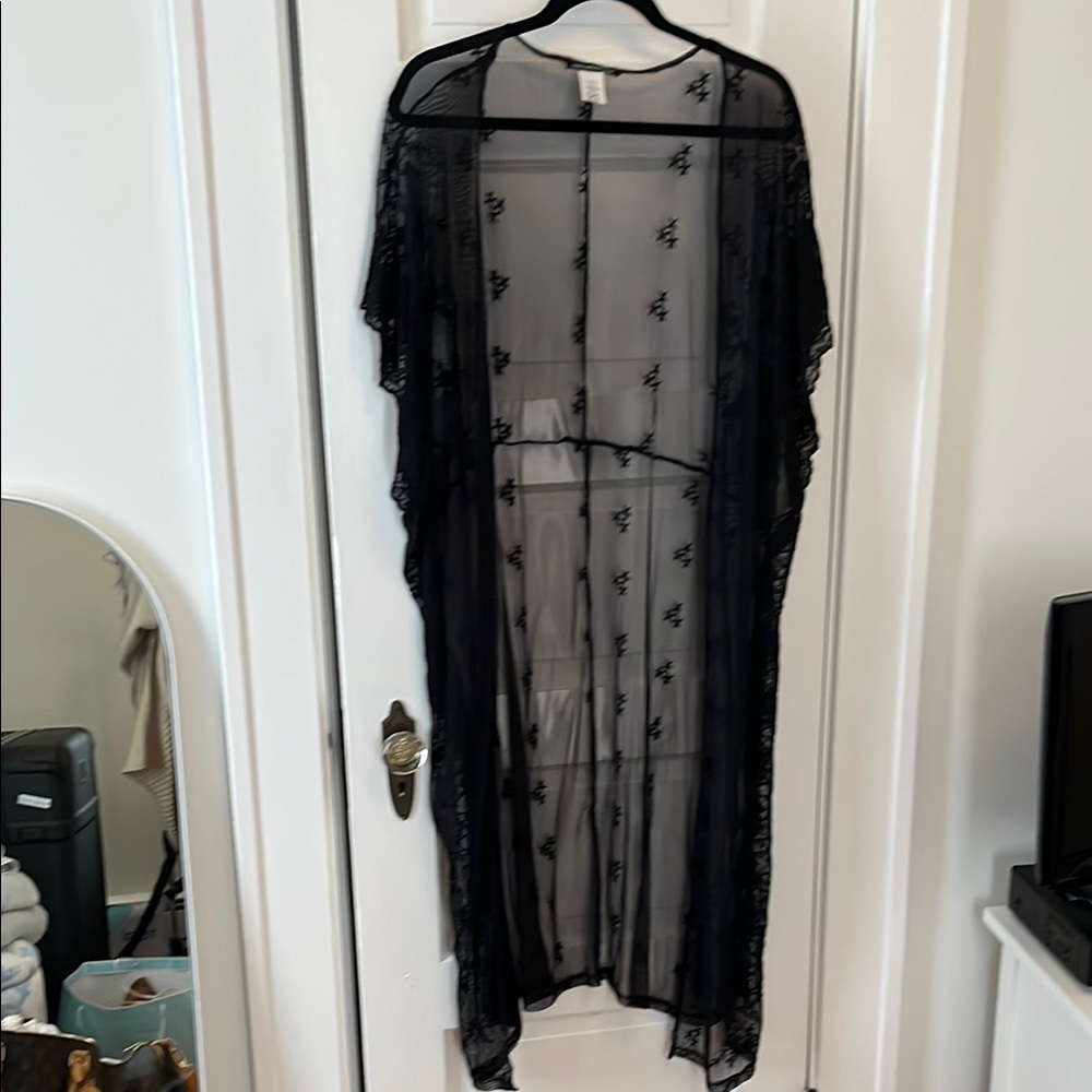 Black Sheer Lace Kimono
